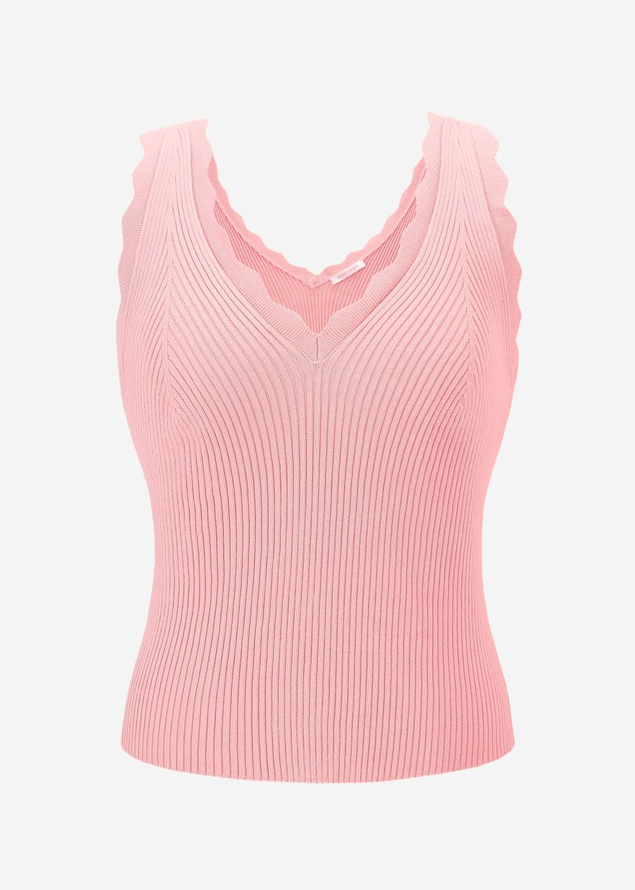 Knitted top with V-neck - pink