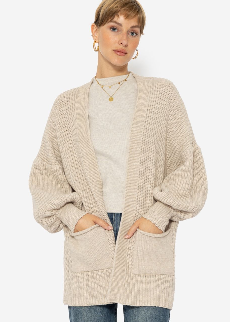 Knitted cardigan with pockets - beige