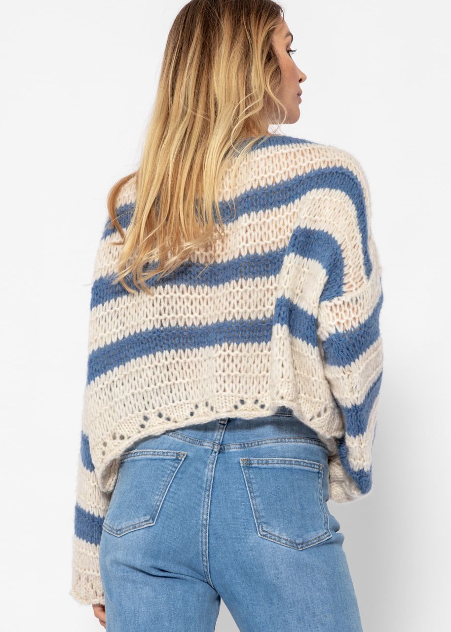 Sweater with stripes - jeans-beige