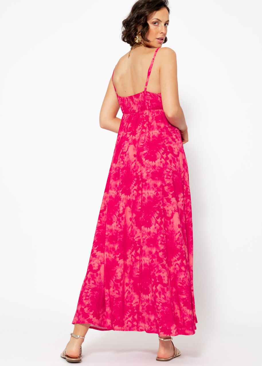 Maxi dress with batik print - pink