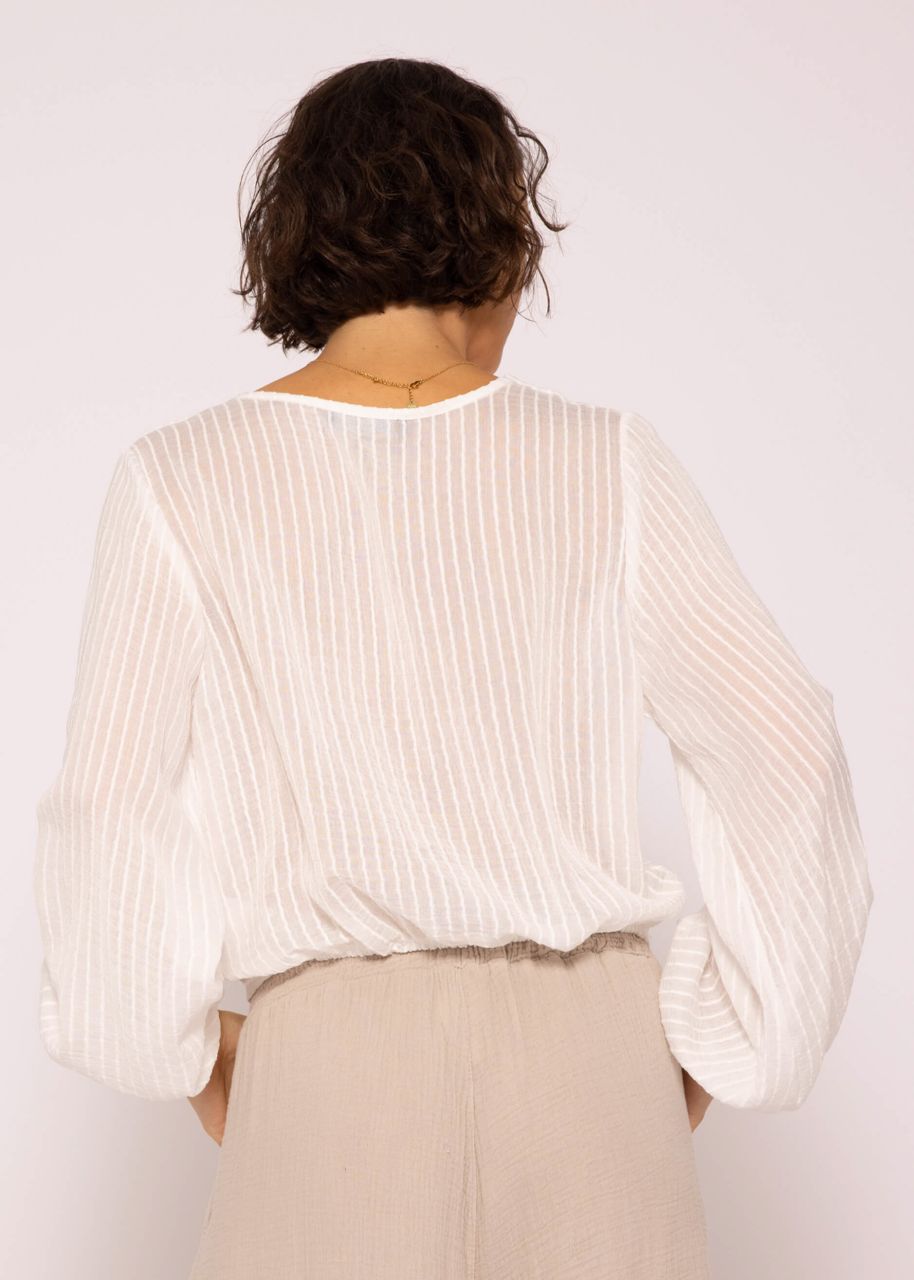 Front looped crop blouse, white