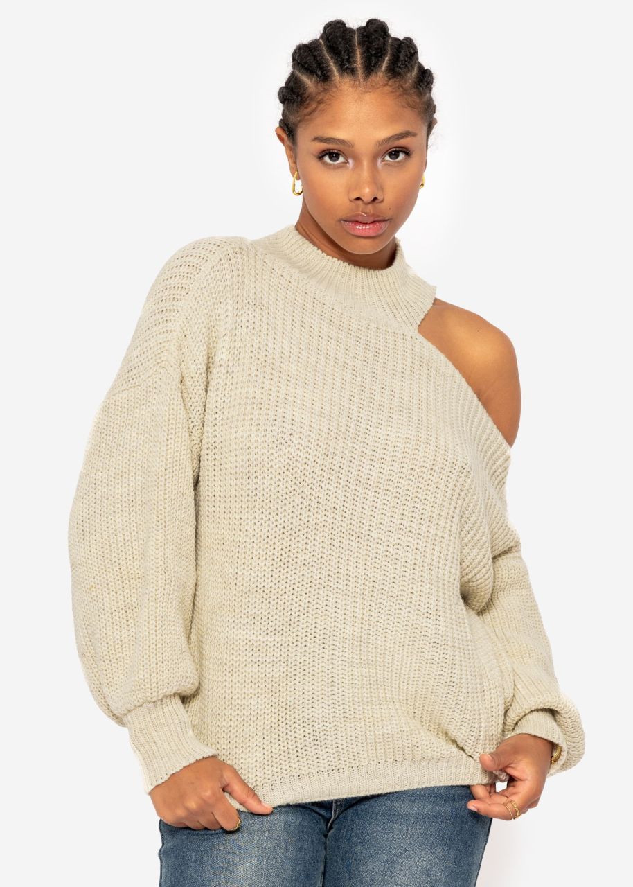 Oversize cut-out jumper - beige