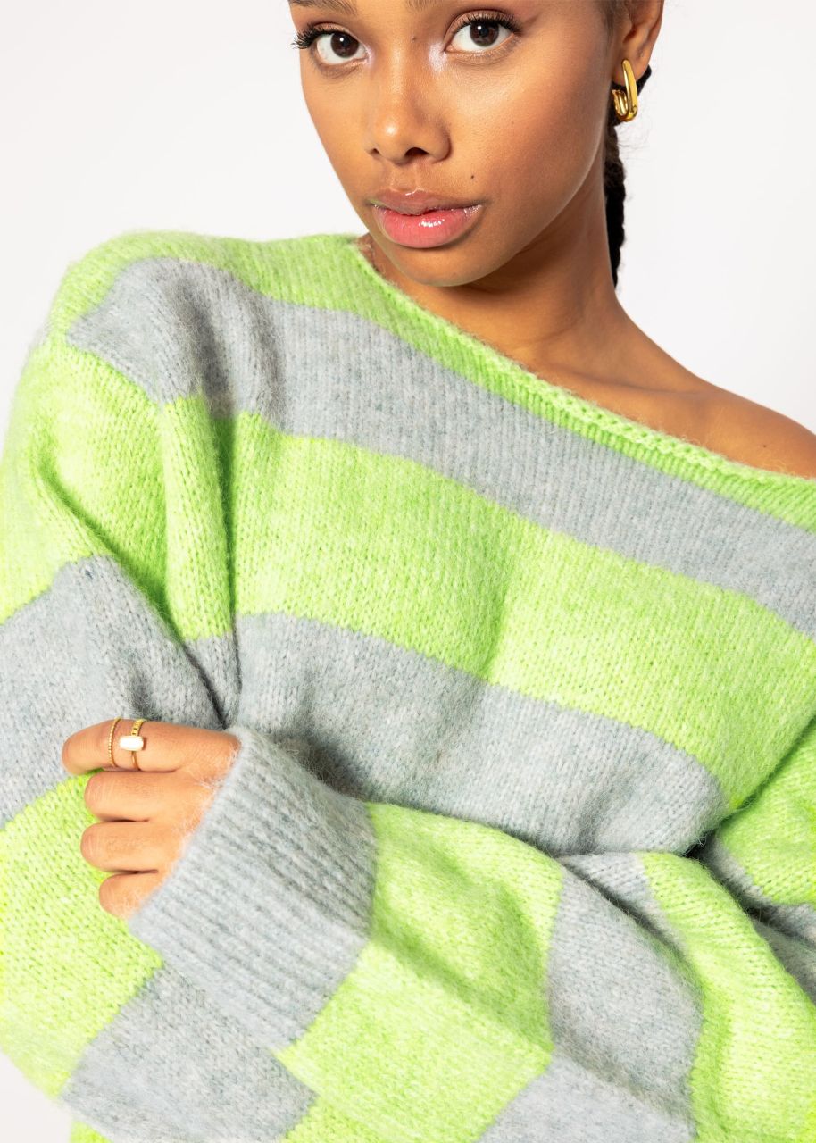 Sweater with block stripes - green