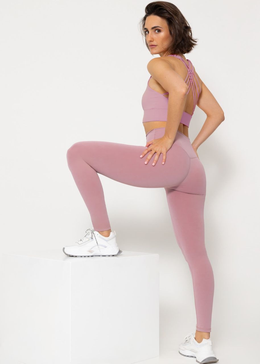 High waist sports leggings - dusky pink