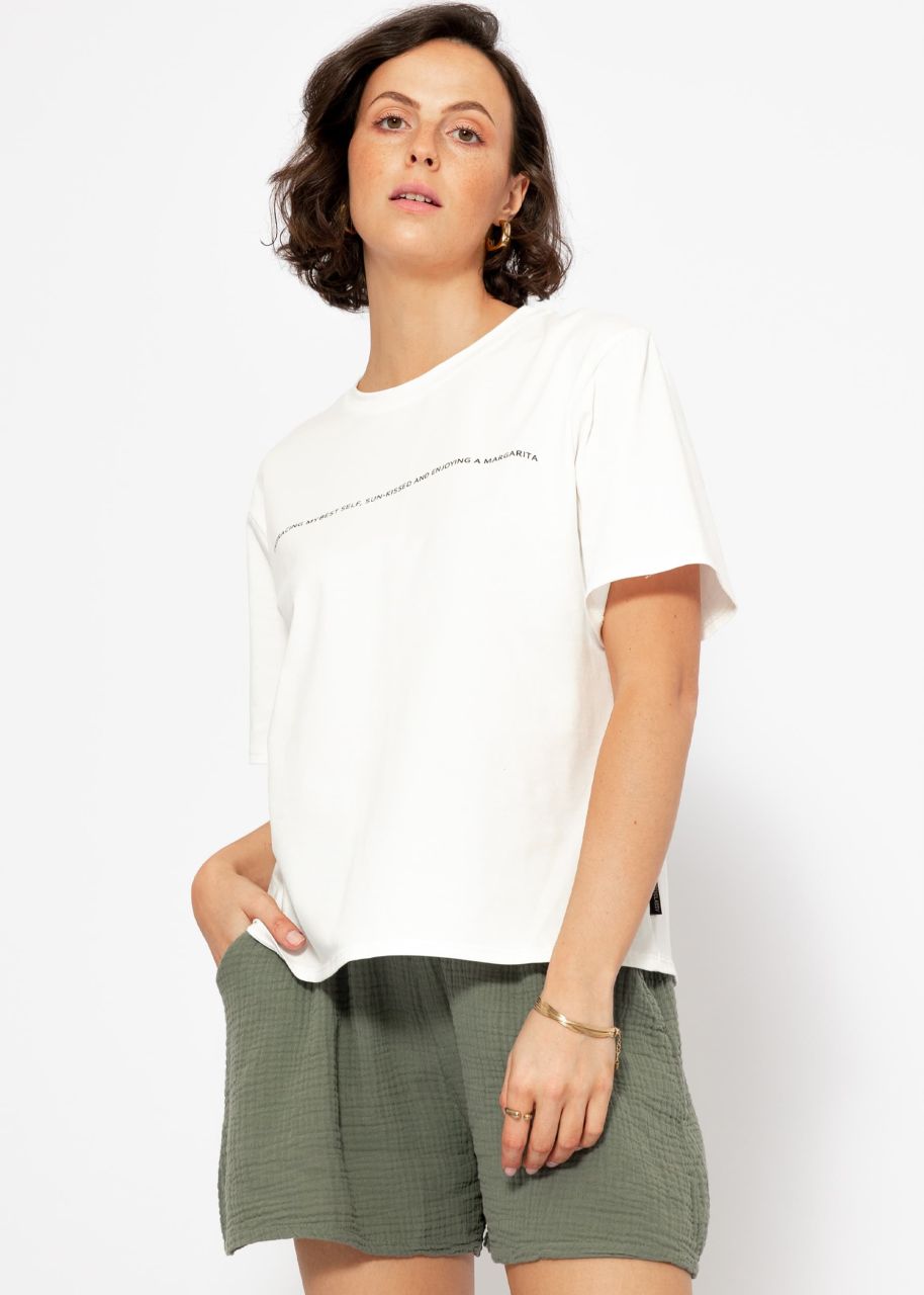 Oversize T-shirt with print - offwhite