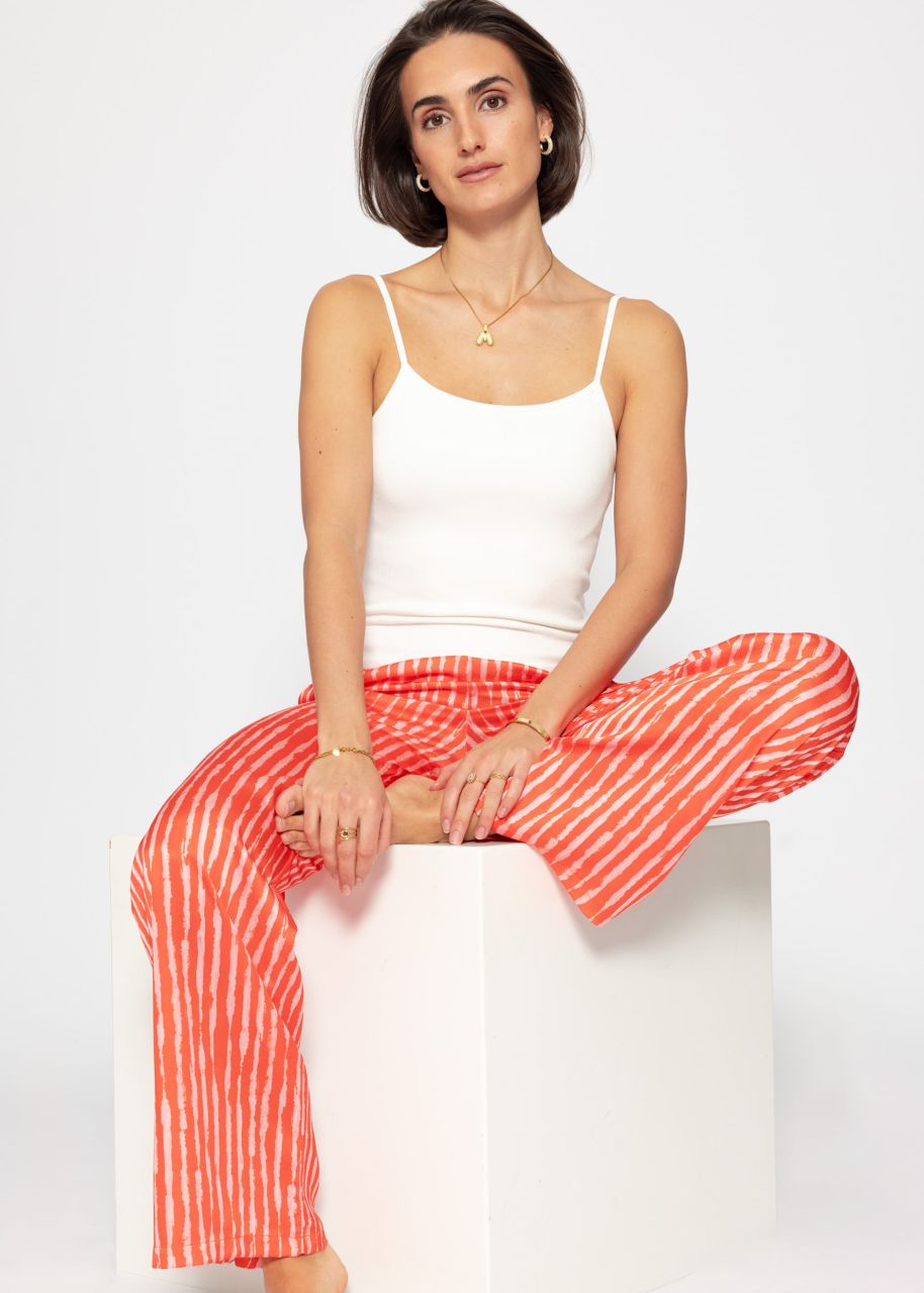 Striped satin trousers - orange