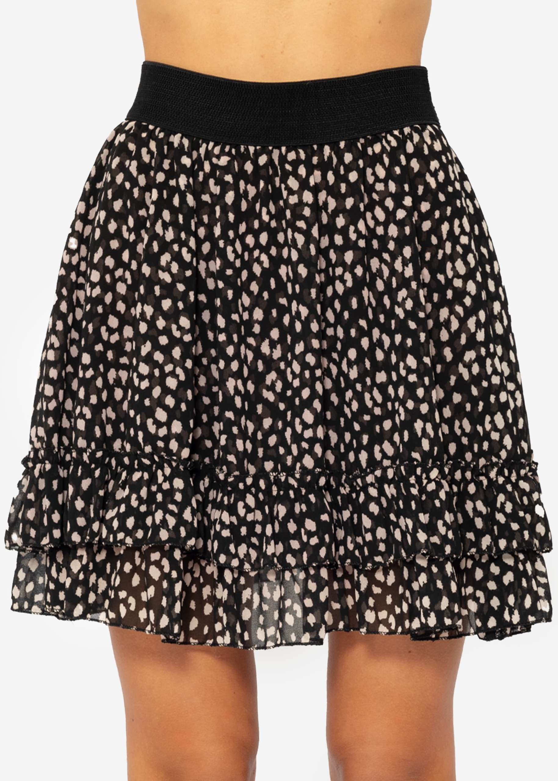 Flounces skirt with ruffles, black