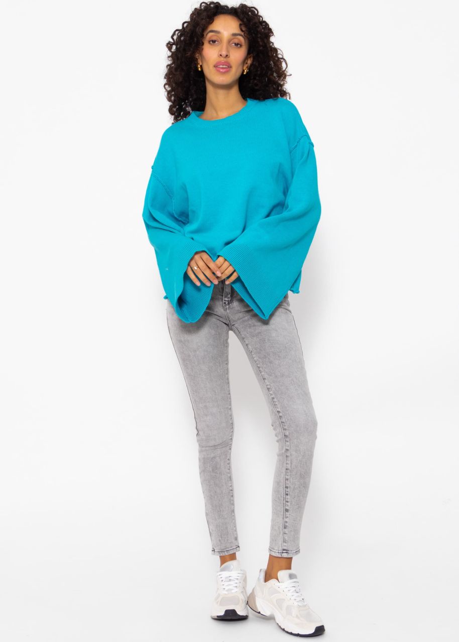 Sweater with wide sleeves - turquoise