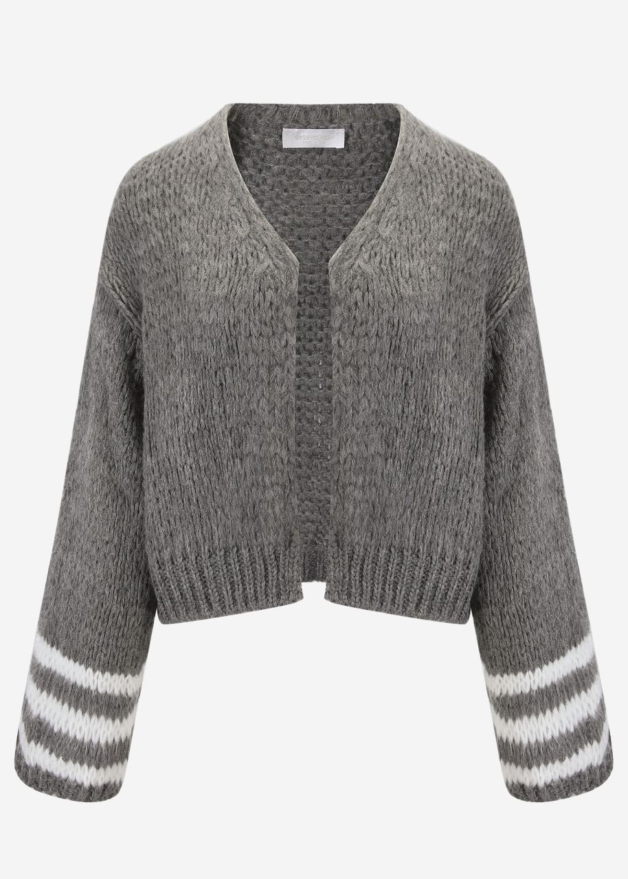 Cardigan with striped cuffs - dark gray