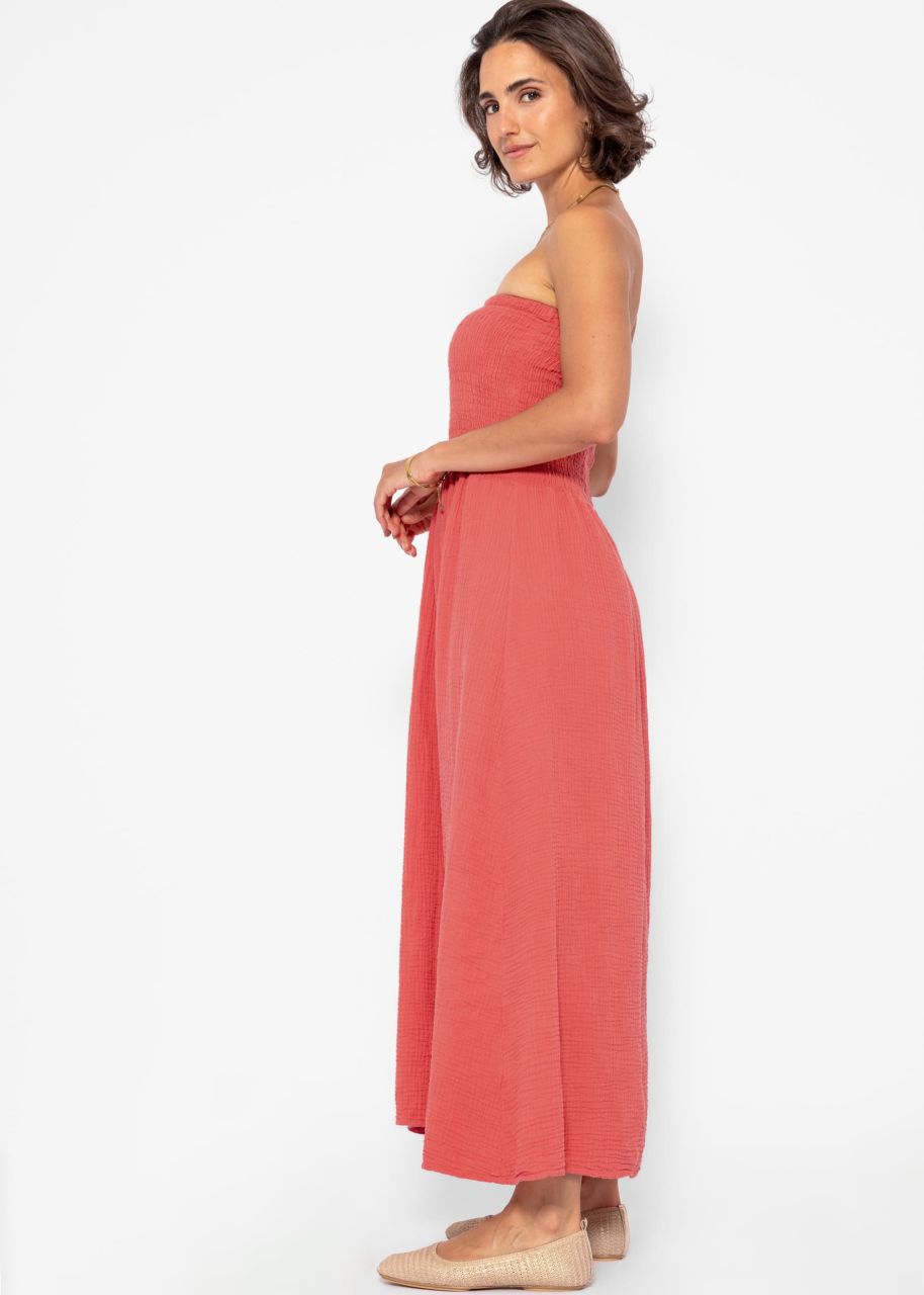 Off-the-shoulder muslin dress - lobster