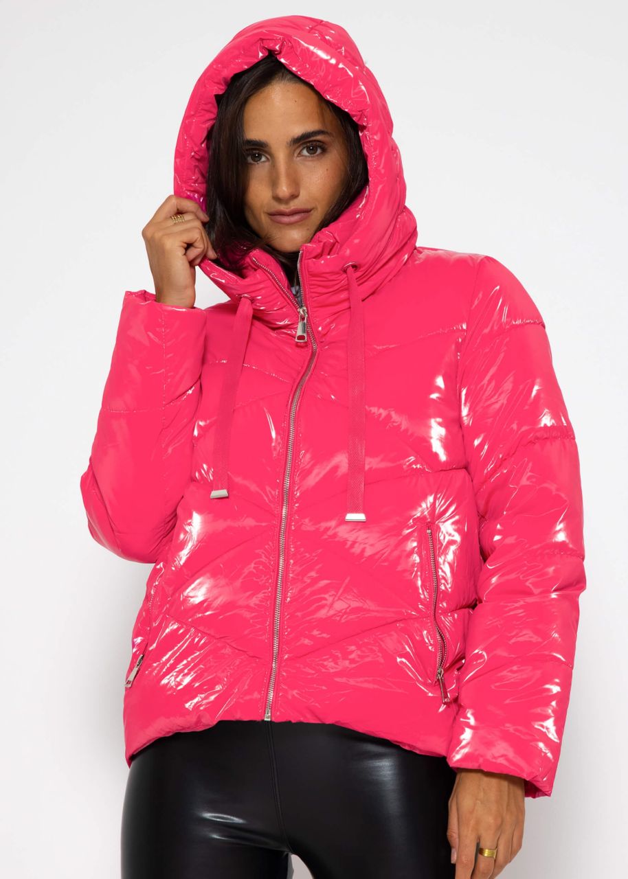 Puffer jacket with hood - pink