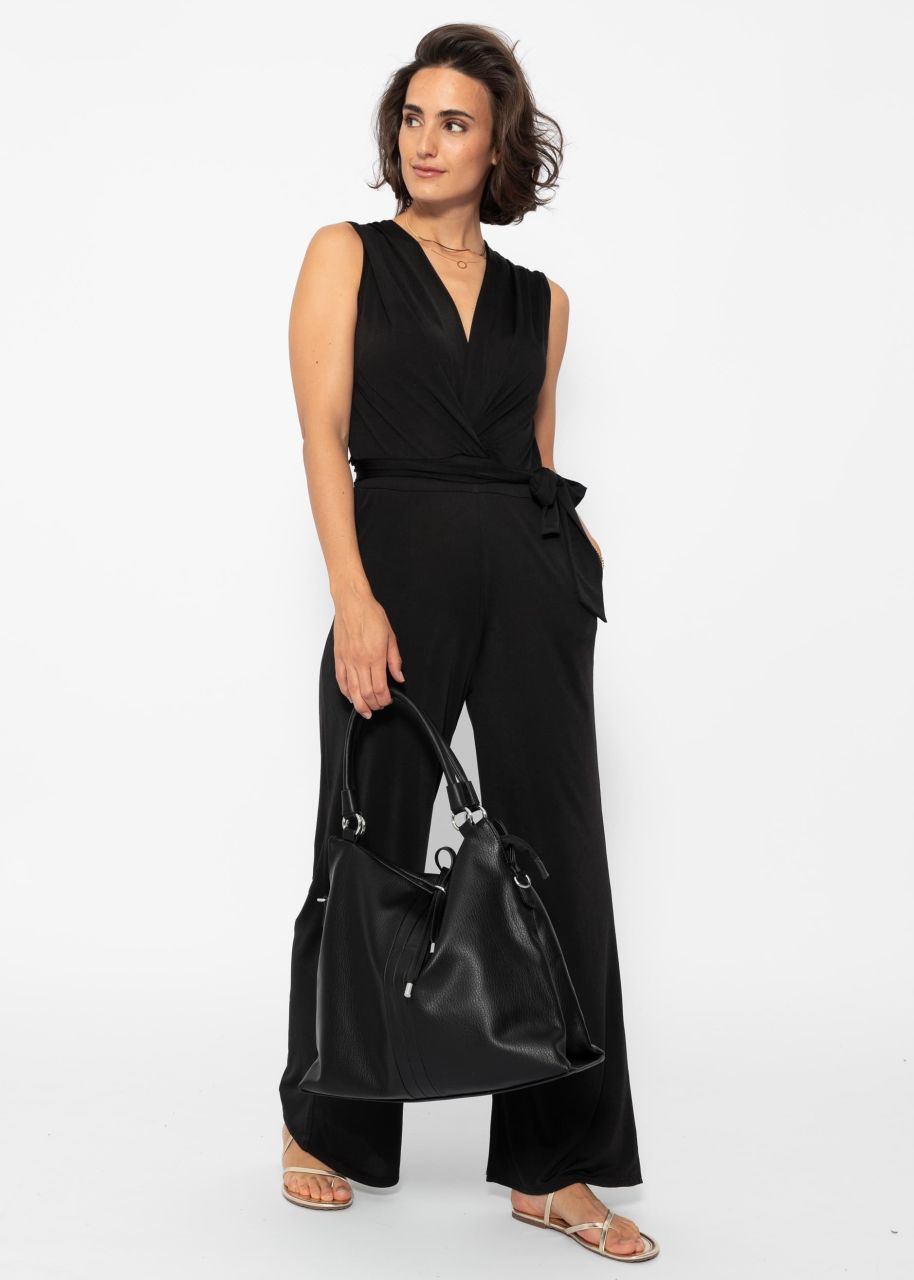 Flowing jersey jumpsuit - black