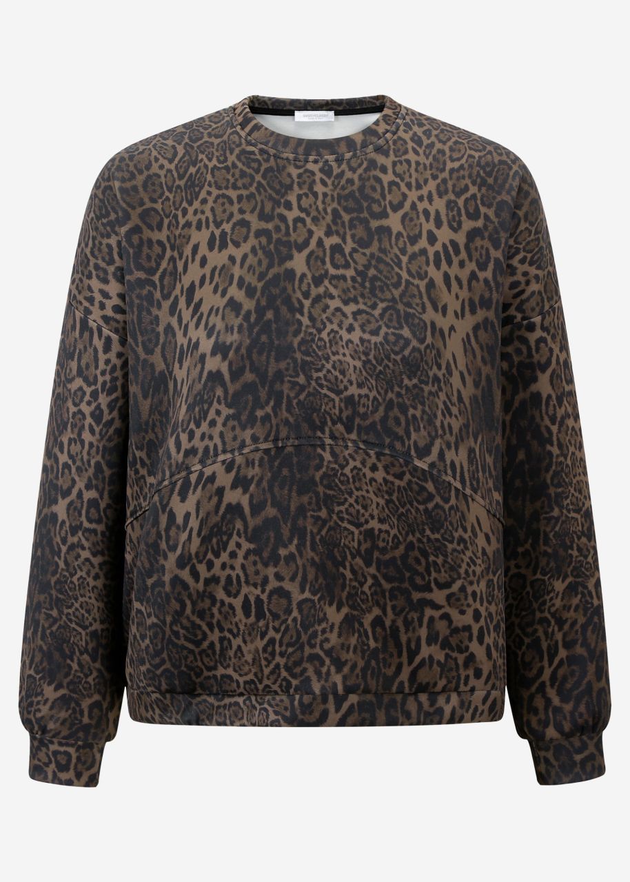 Soft sweatshirt with leo print - black-brown