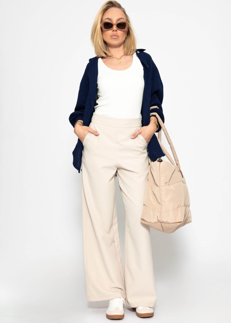 Highwaist fabric trousers - beige