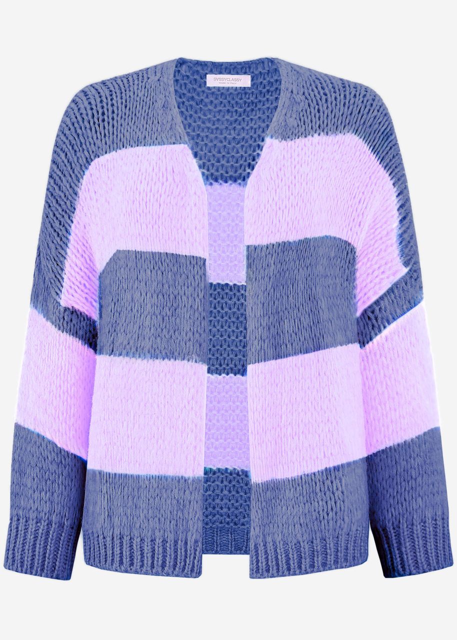 Striped oversize cardigan - denim blue-lilac