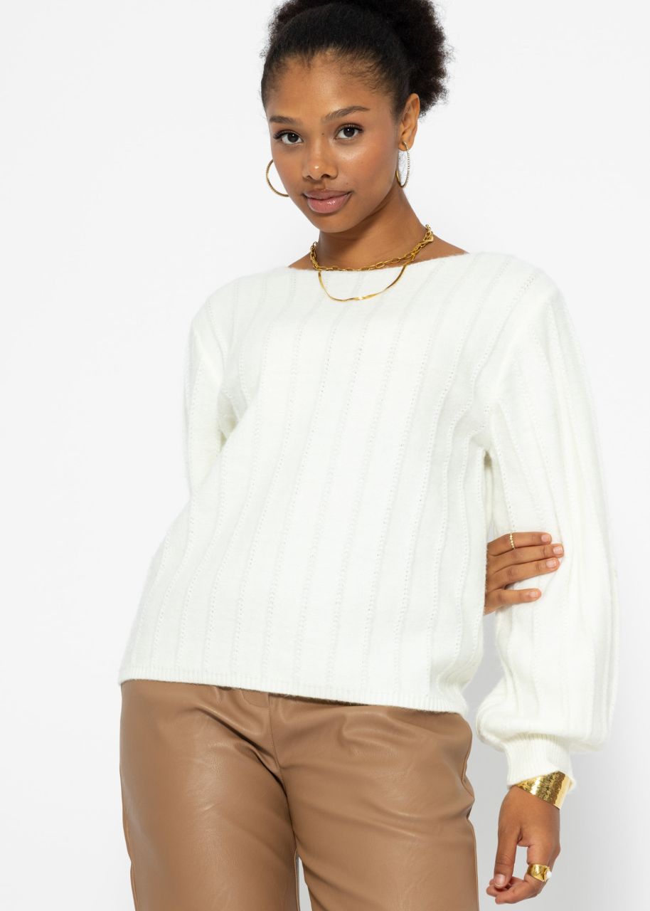 Long ribbed jumper - offwhite