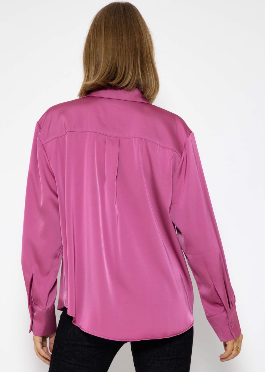 Oversize satin blouse - orchid