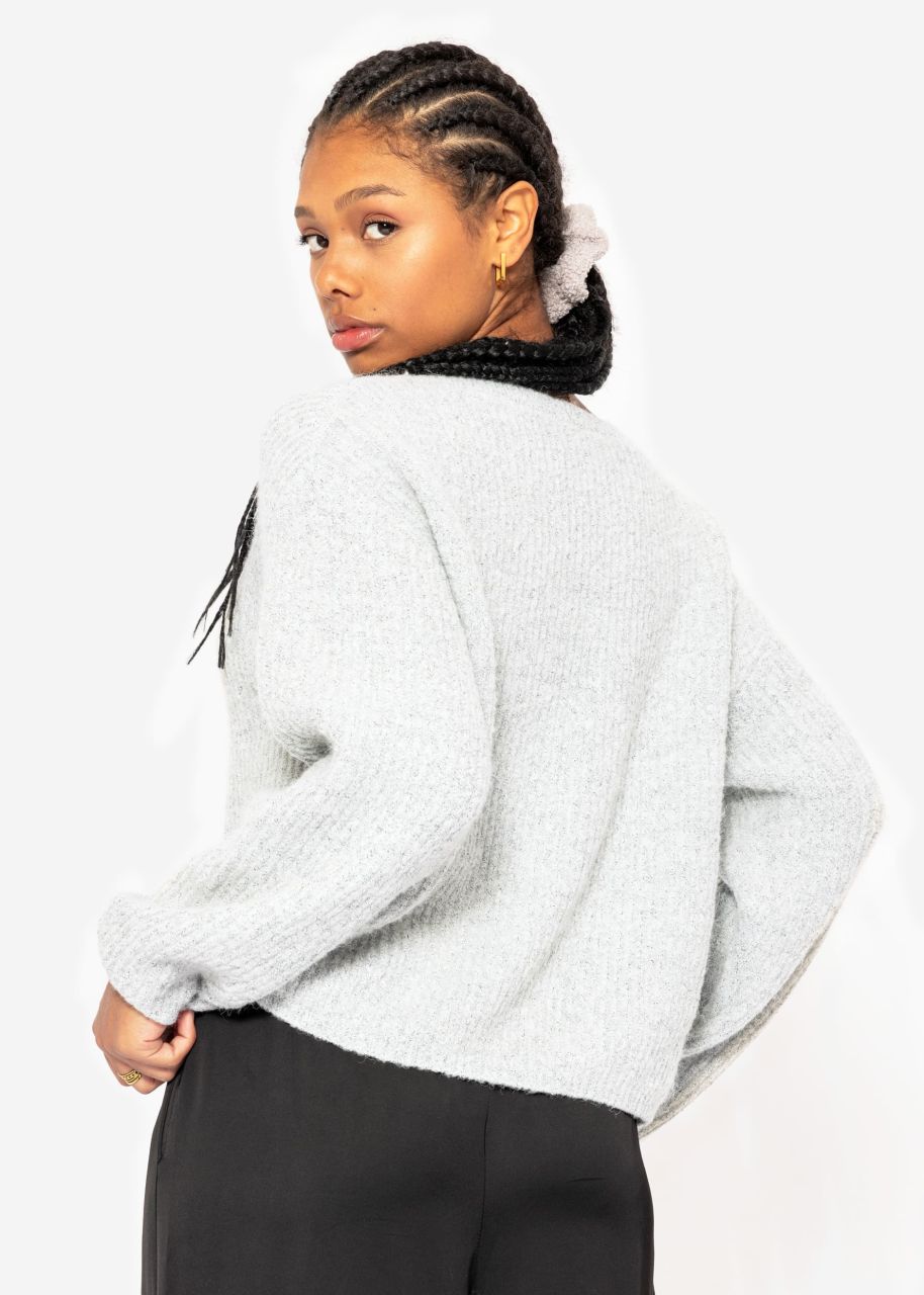 Ribbed jumper with round neckline - grey