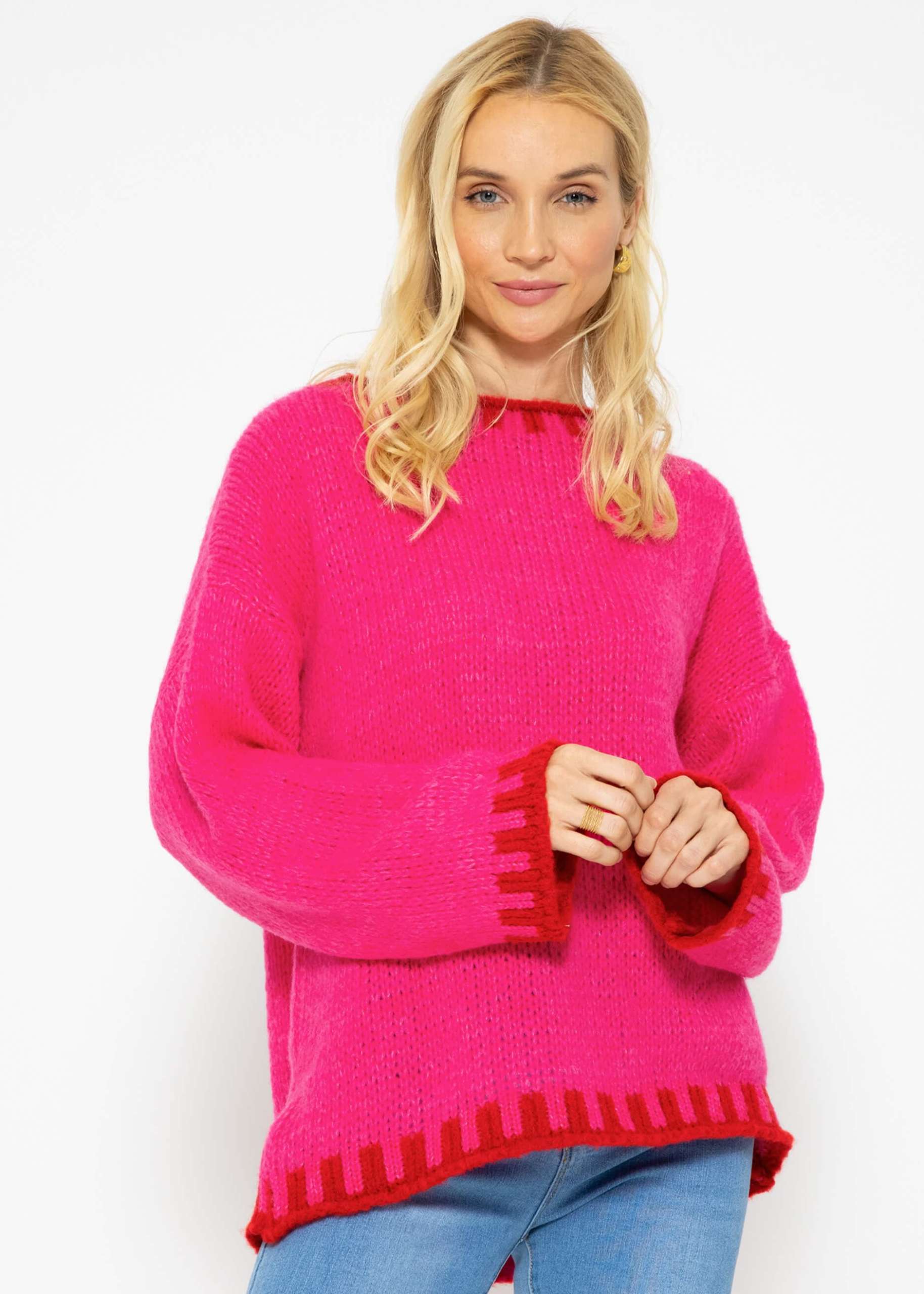 Jumper with red details - pink