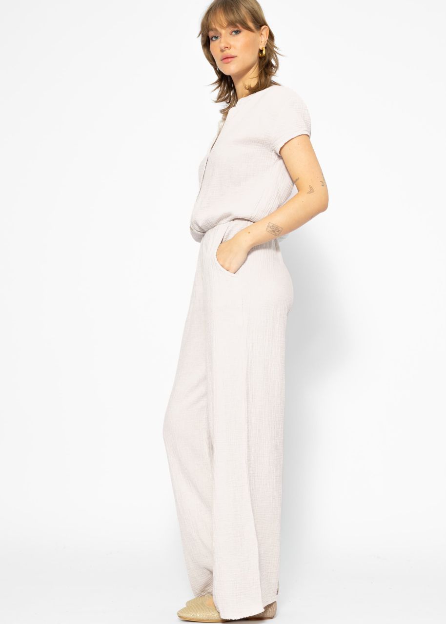 Casual muslin jumpsuit - light beige