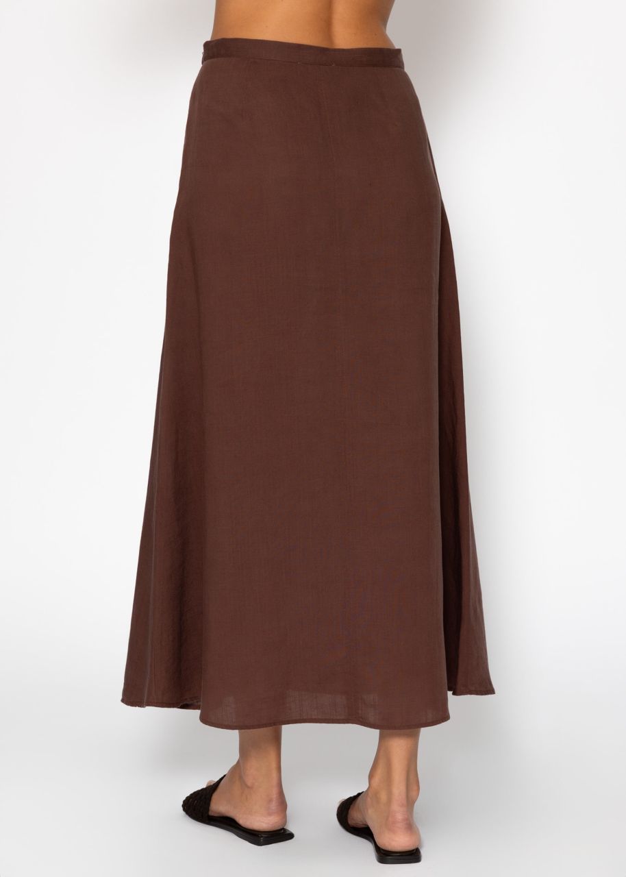 Flared linen skirt - brown