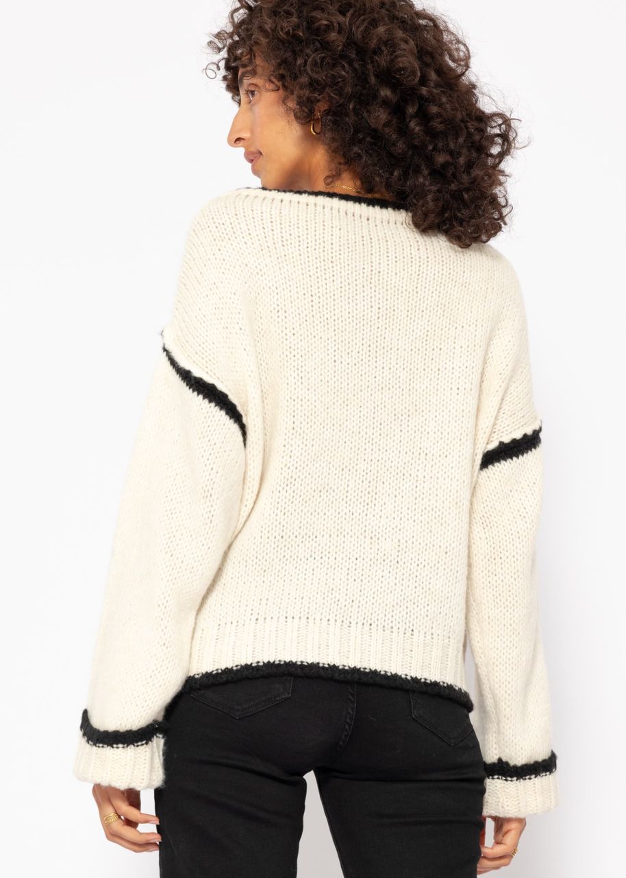 Jumper with coloured trims - offwhite-black