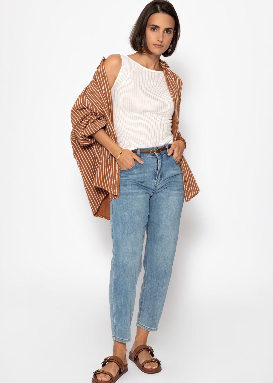Slightly transparent top with ribbed structure - offwhite