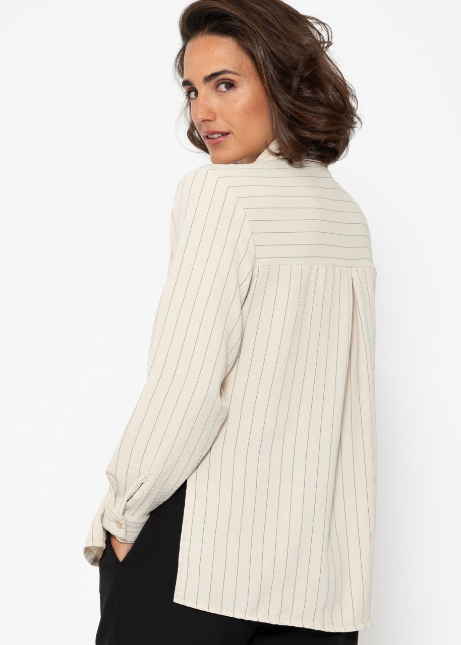 Classic cut blouse with stripes - beige