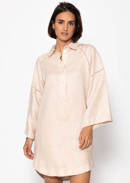 Linen dress with button placket - cream