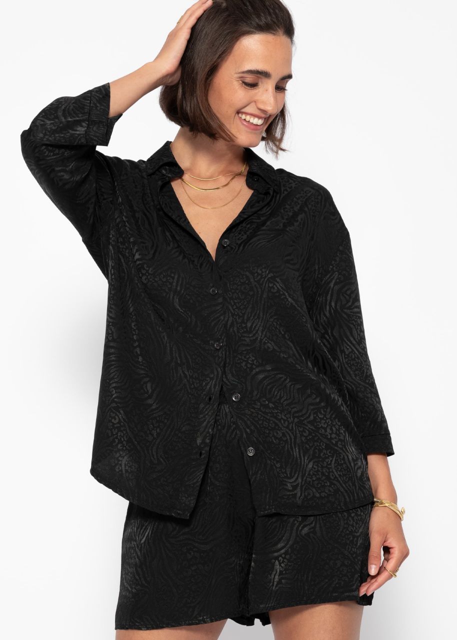 Jacquard blouse shirt - black