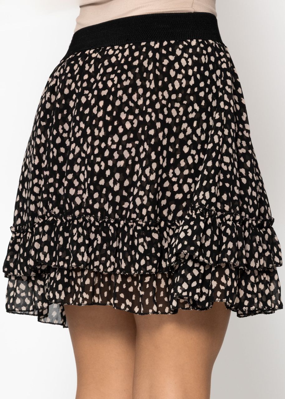 Flounces skirt with ruffles, black