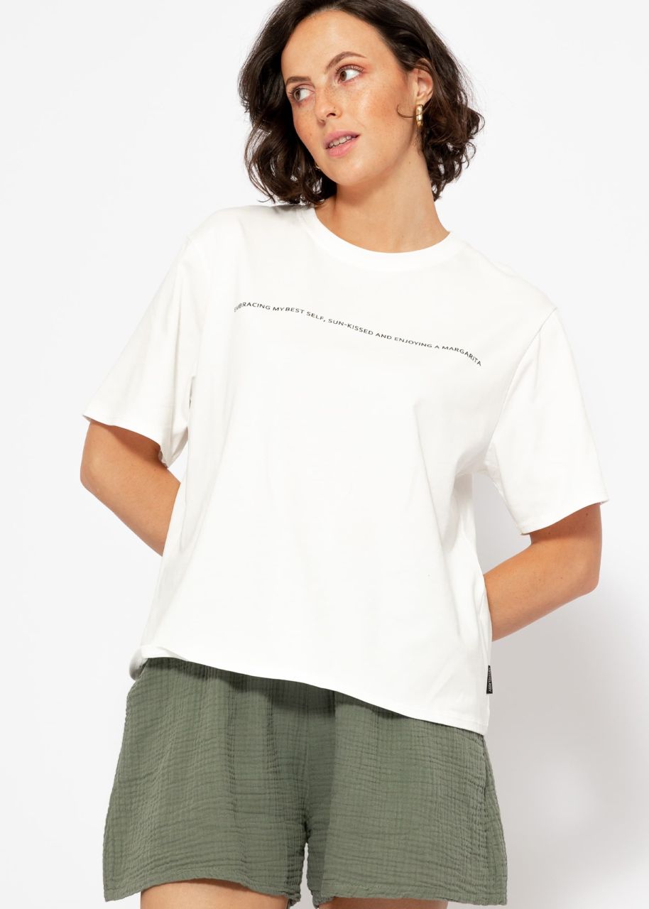 Oversize T-shirt with print - offwhite