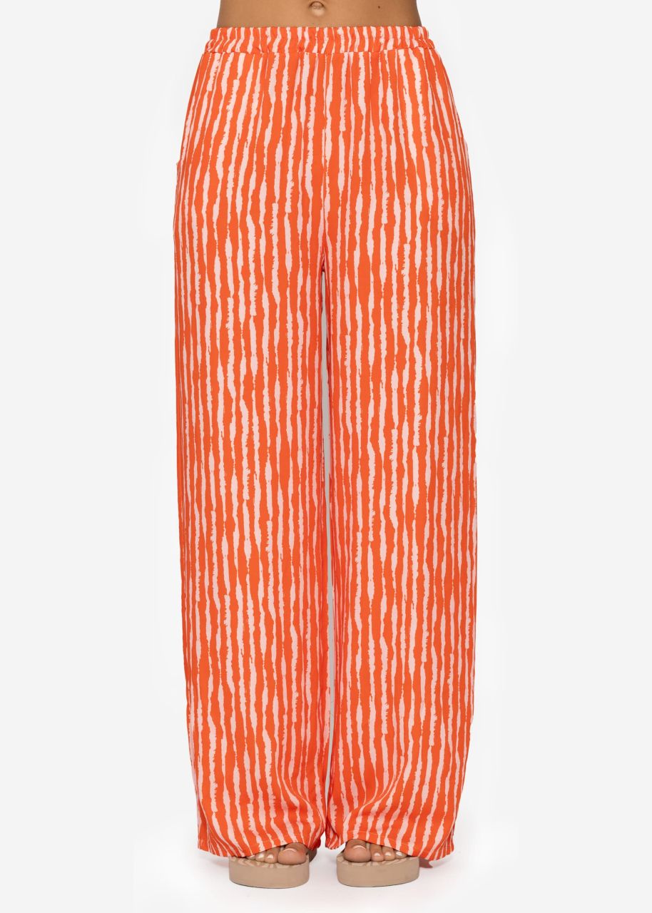 Striped viscose trousers - orange