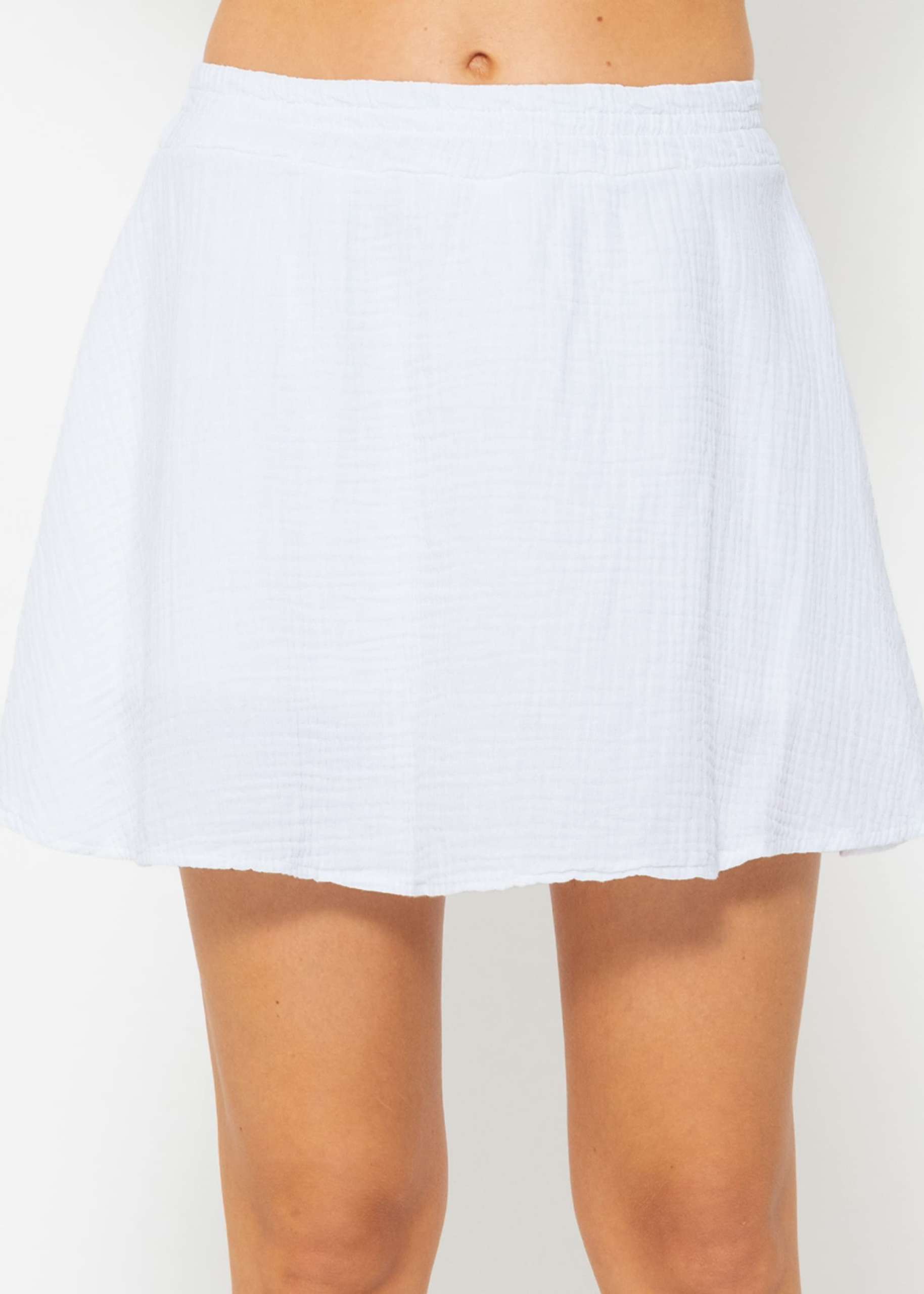 Muslin skirt-shorts, white