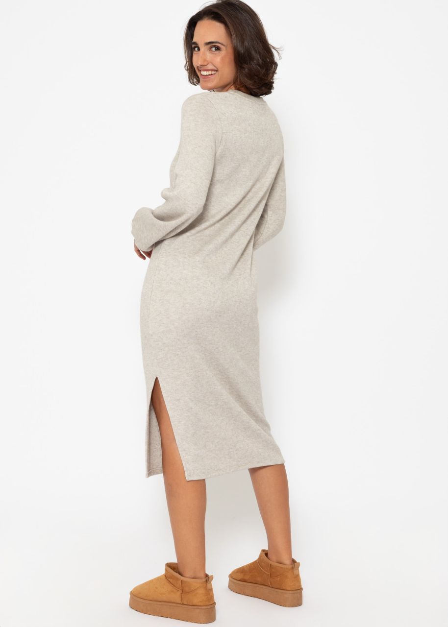 Super soft jersey dress in midi length - taupe