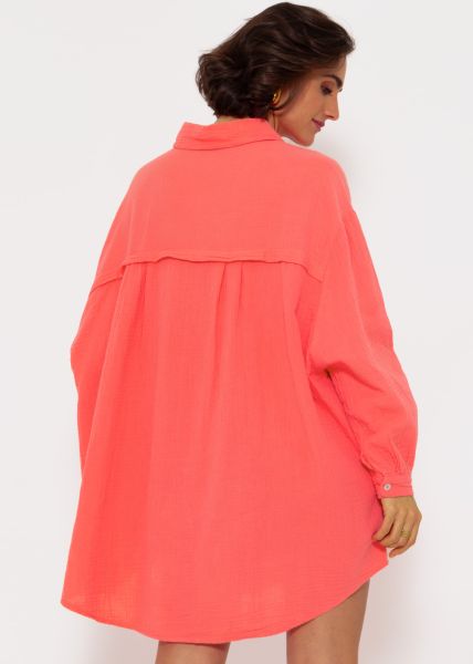 Muslin blouse oversize, coral