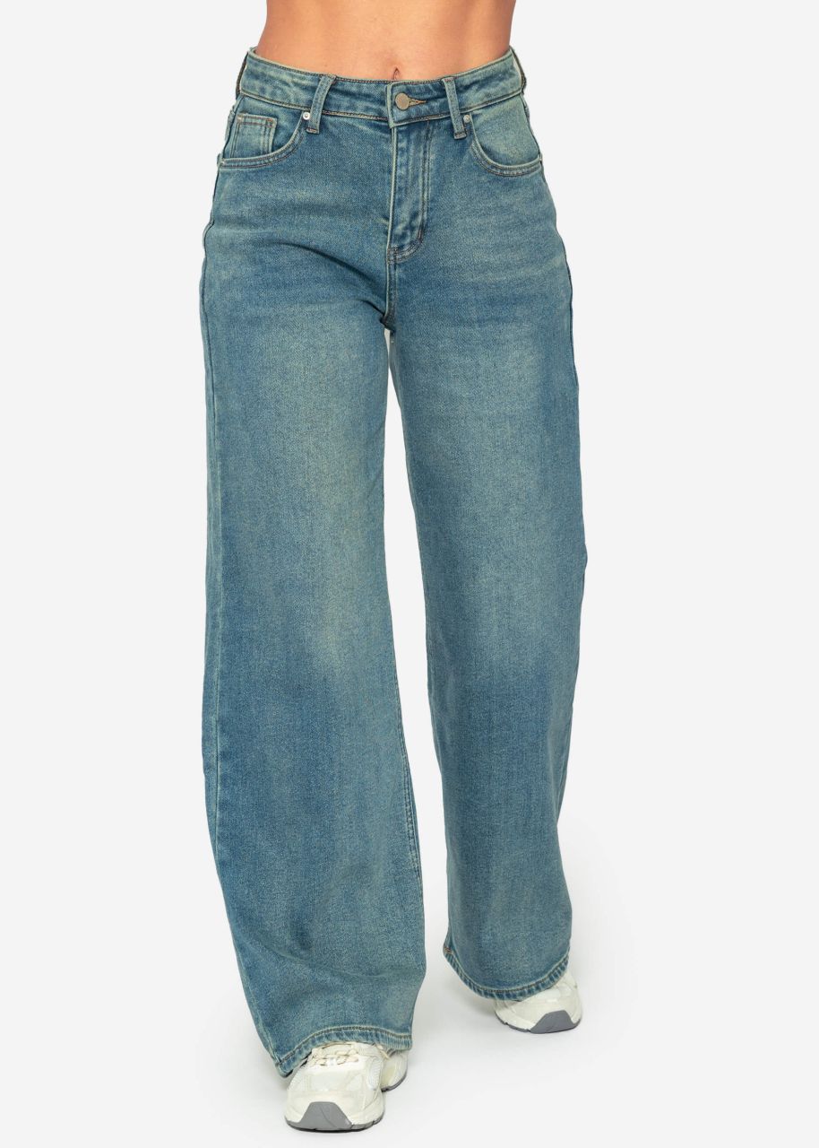 Thermal jeans with wide leg - blue