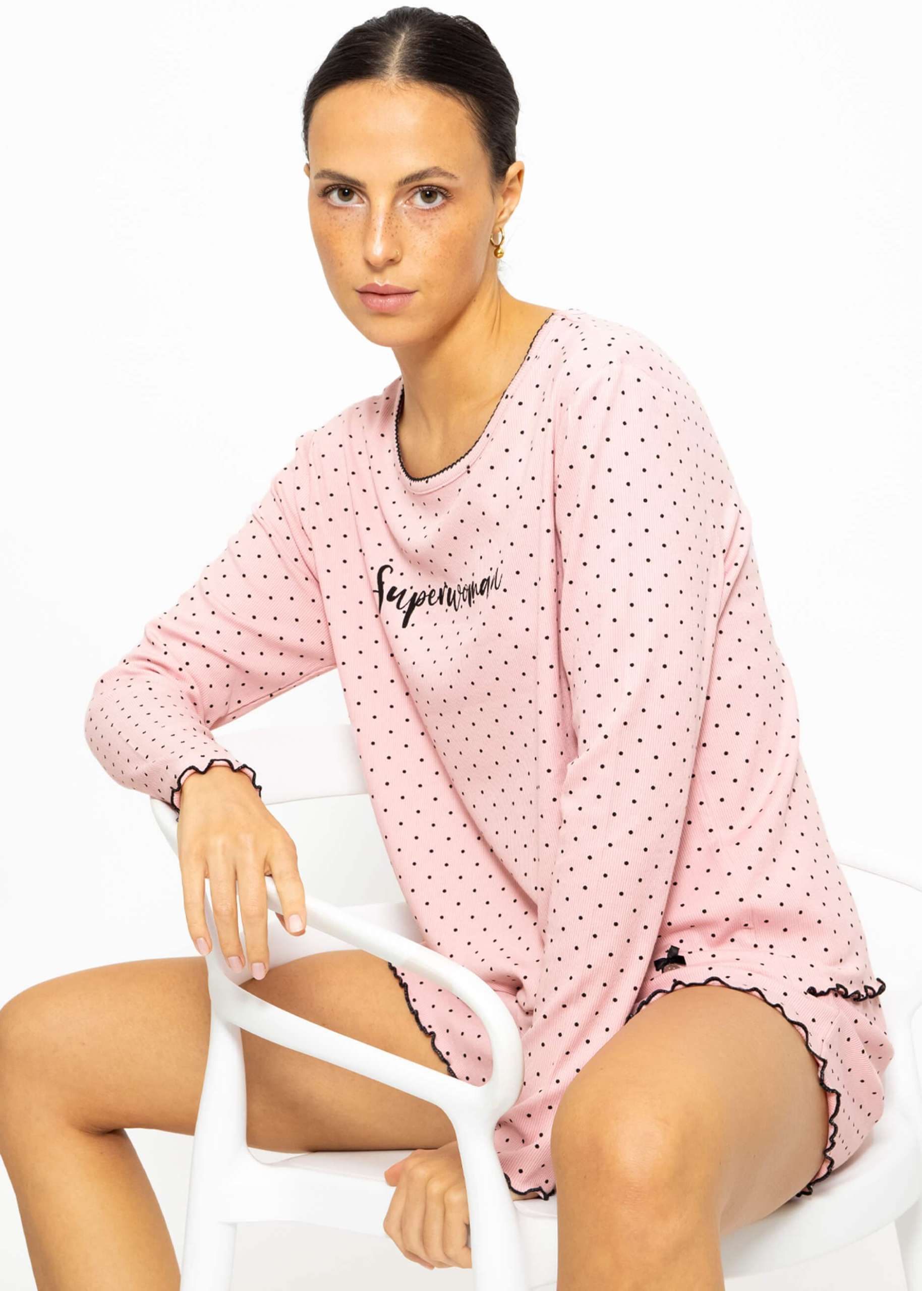 Sleep shirt with dots - pink