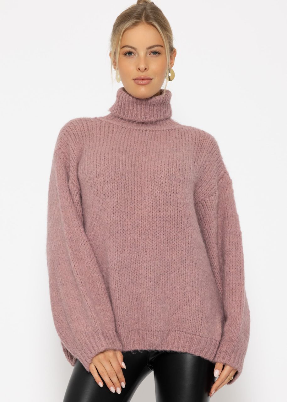 Oversize turtleneck sweater - powder pink