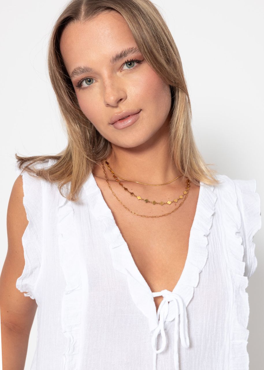 Blouse top with ruffles - white