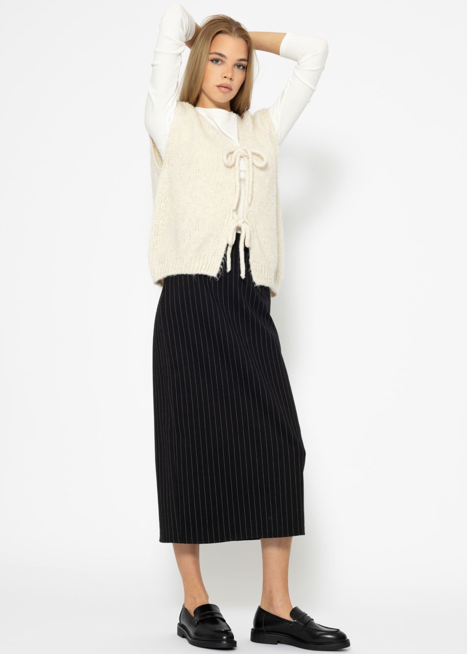 Long skirt with pinstripes - black