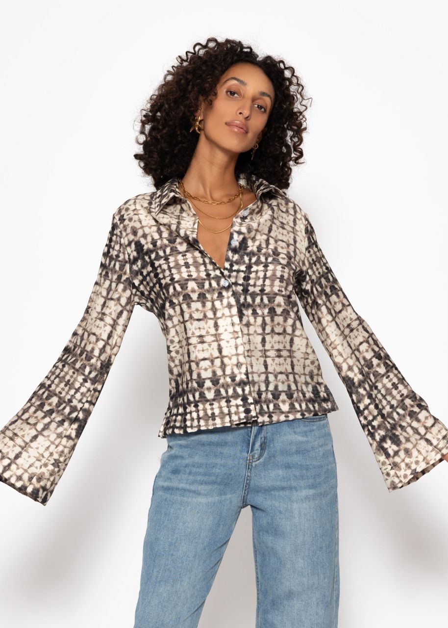 Viscose blouse with print - taupe