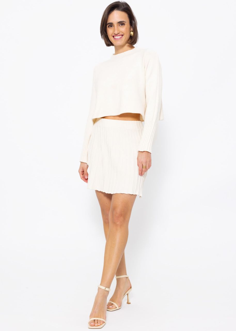 Pleated knit skirt - offwhite