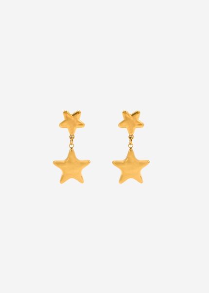 Stud earrings with star pendant - gold