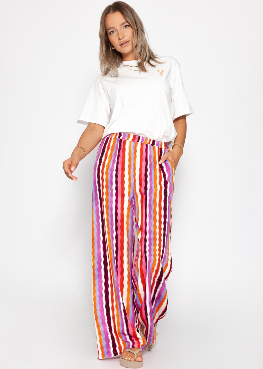 Patterned trousers with wide leg - pink