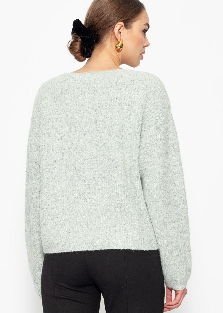 Ribbed jumper with round neckline - grey