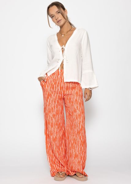 Striped viscose trousers - orange