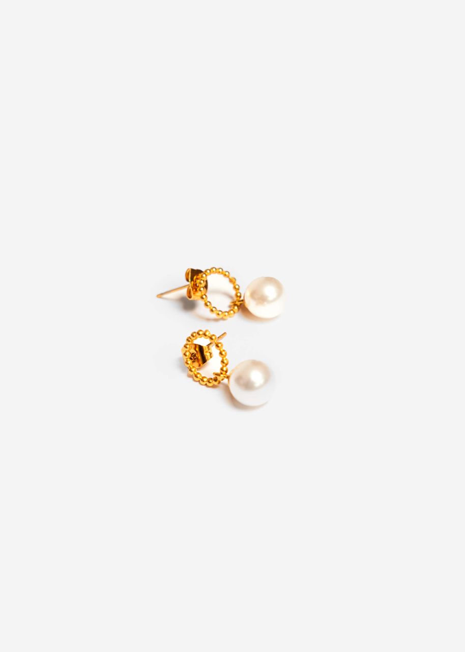 Stud earrings with pearl - gold