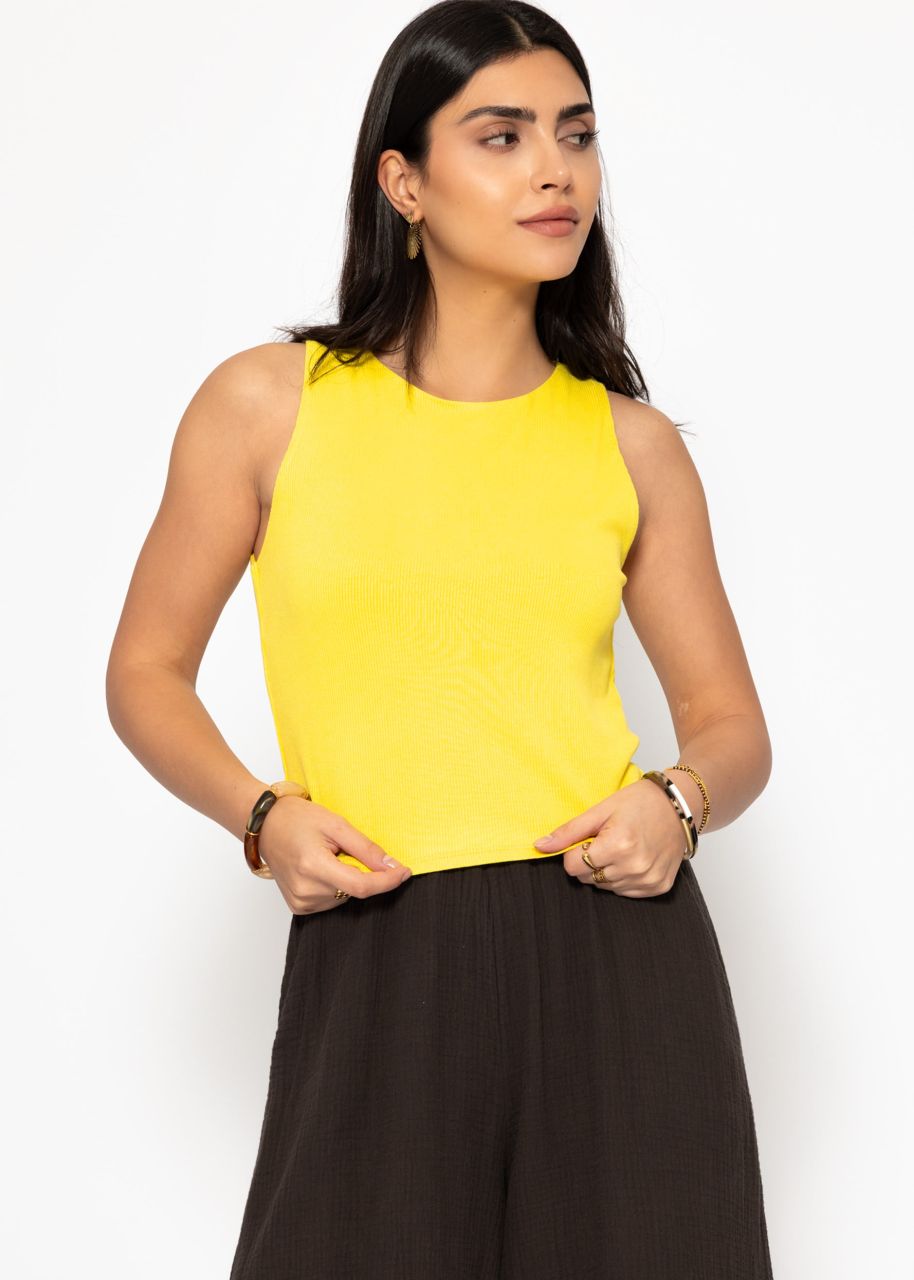 Double-layered, ribbed tank top - yellow