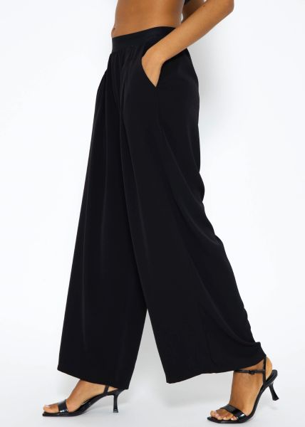 Flowing slip-on trousers with elastic waistband - black